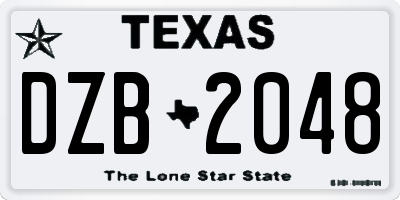 TX license plate DZB2048