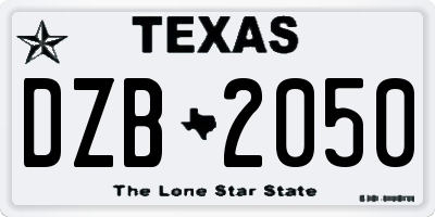 TX license plate DZB2050