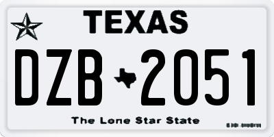 TX license plate DZB2051