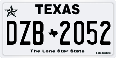 TX license plate DZB2052