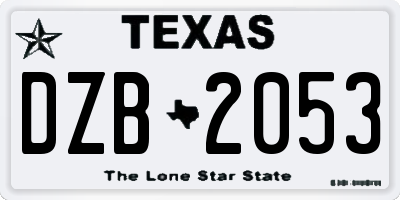 TX license plate DZB2053