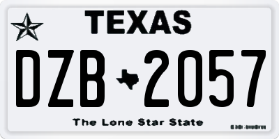 TX license plate DZB2057