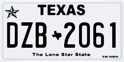 TX license plate DZB2061