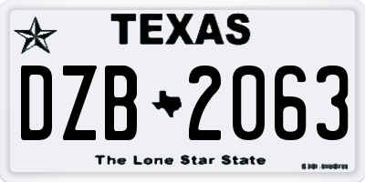 TX license plate DZB2063