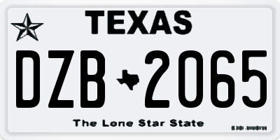 TX license plate DZB2065
