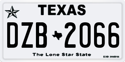 TX license plate DZB2066