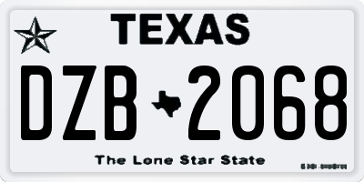 TX license plate DZB2068