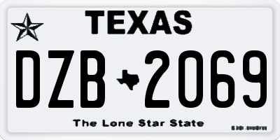 TX license plate DZB2069
