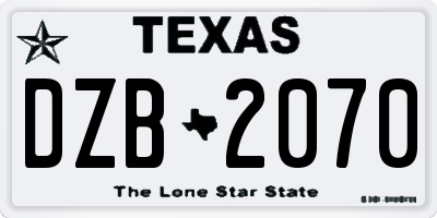 TX license plate DZB2070