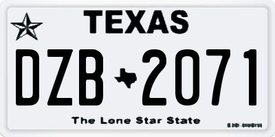 TX license plate DZB2071