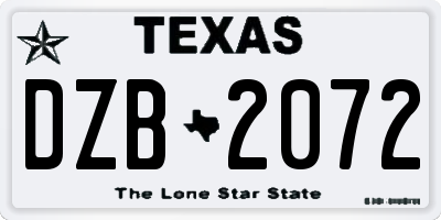 TX license plate DZB2072