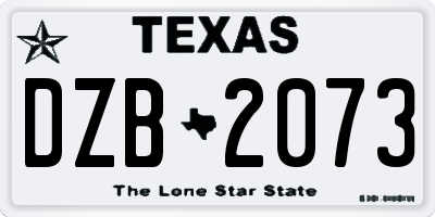 TX license plate DZB2073