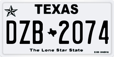 TX license plate DZB2074