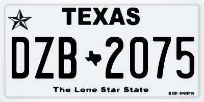 TX license plate DZB2075