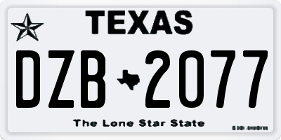 TX license plate DZB2077