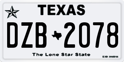 TX license plate DZB2078