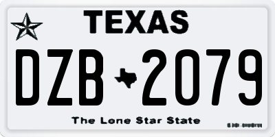 TX license plate DZB2079
