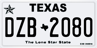 TX license plate DZB2080