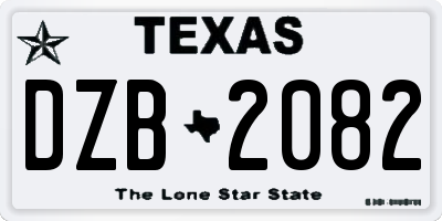 TX license plate DZB2082
