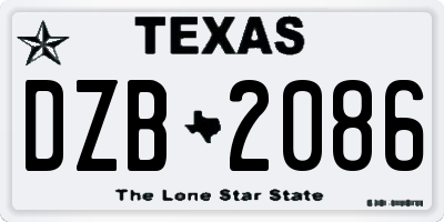 TX license plate DZB2086