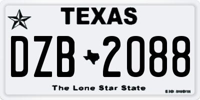TX license plate DZB2088