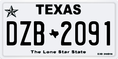 TX license plate DZB2091