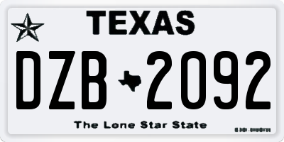TX license plate DZB2092