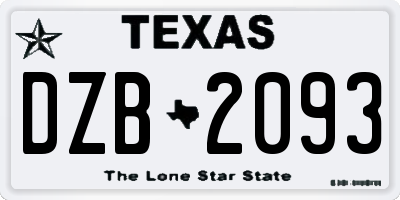 TX license plate DZB2093