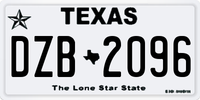 TX license plate DZB2096