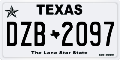 TX license plate DZB2097