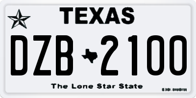 TX license plate DZB2100