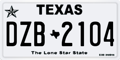TX license plate DZB2104