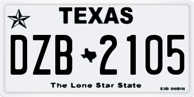 TX license plate DZB2105