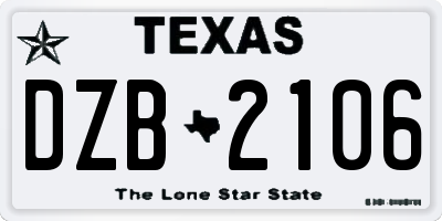 TX license plate DZB2106