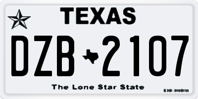 TX license plate DZB2107
