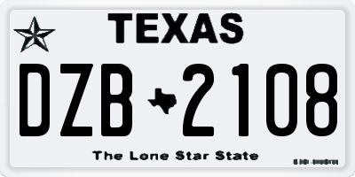 TX license plate DZB2108