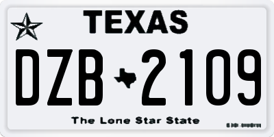 TX license plate DZB2109