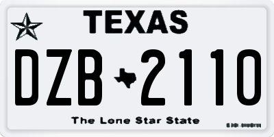 TX license plate DZB2110