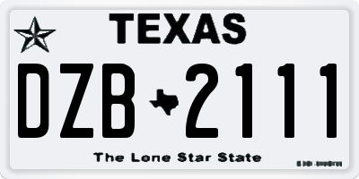 TX license plate DZB2111