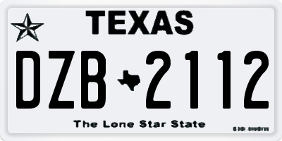 TX license plate DZB2112