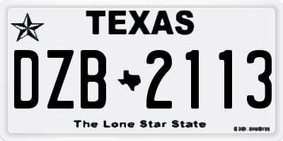 TX license plate DZB2113