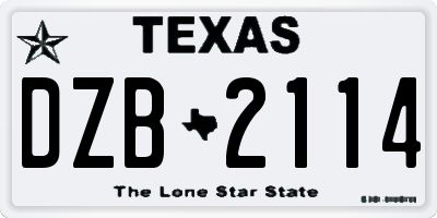 TX license plate DZB2114