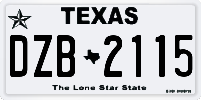 TX license plate DZB2115