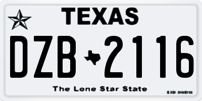 TX license plate DZB2116