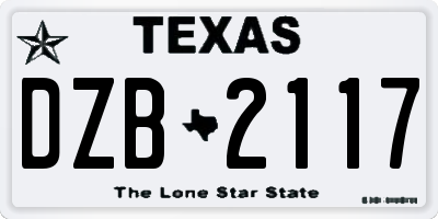 TX license plate DZB2117