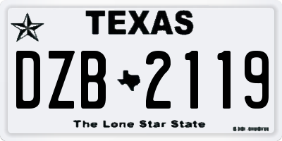 TX license plate DZB2119