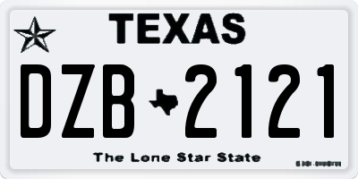 TX license plate DZB2121