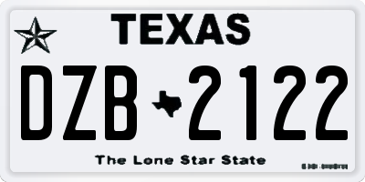 TX license plate DZB2122