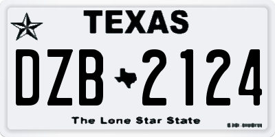 TX license plate DZB2124
