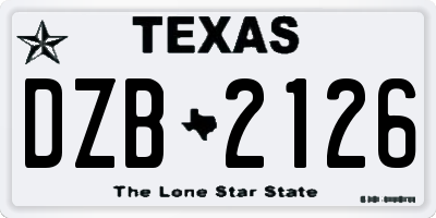 TX license plate DZB2126